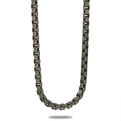 Twice As Nice Halsketting in edelstaal, vierkante ketting 50cm+5cm