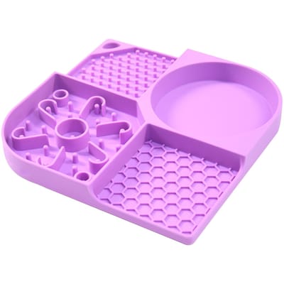 Tapis à lécher pour animaux de compagnie chiens chats tapis à lécher avec ventouses coussin à lécher en Silicone pour le bain et le toilettage violet