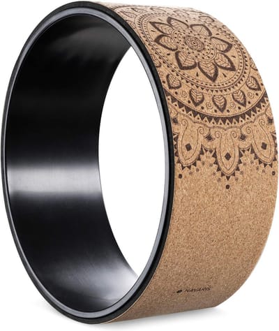 Navaris Cork Yoga Wheel - 33 cm Yoga Wheel for Yoga Pilates Gymnastics - Yoga Support Wheel Yoga Ring for Stretching Flexibility Sports Stretching
