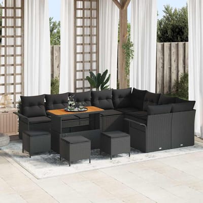 vidaXL - Tuinbank - Set - 13 - st - 12-Aantal - zitplaatsen - Zwart