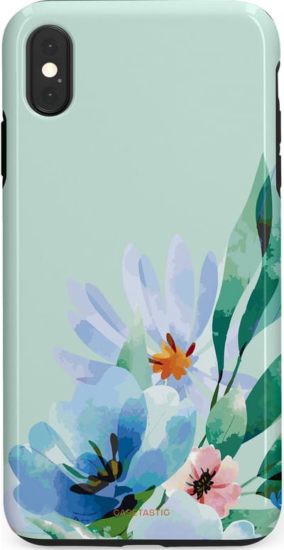 Casetastic hoesje geschikt voor Apple iPhone XS Max - Dubbellaagse bescherming - Lente schildering - Fashion Case - Lichtgrijs Lichtblauw Mintgroen