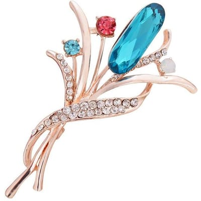 Broche Fleur Broche Mode Strass Broche Dames Haut de Gamme Exquise Broche Accessoires bleu