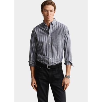 Gant Overhemd heren Blauw Mélange poplin overhemd met st 3262005/901