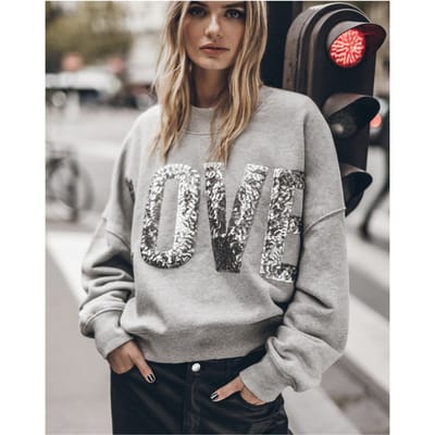 Mikuta The Grey Love Sweater Größe: L | Pullover Outlet | Damen | Grau