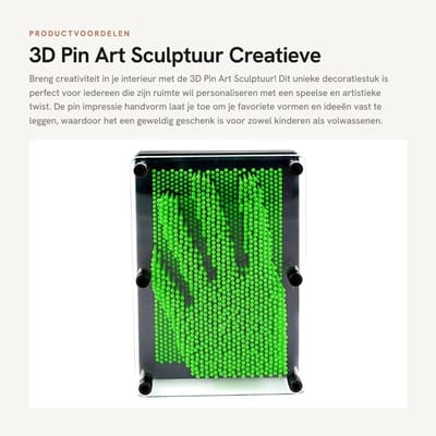 Dailygoods- Pin Art Sculptuur - 3D Handvorm - Duurzaam Materiaal - Creatief Cadeau - Veilig en Niet Giftig - Decoratieve Accessoire - Pin Impression