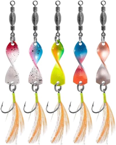 5 stuks 360° rotatie forel vissersspinner met hoge reflectiviteit en wirwarvrije haken voor meren, beken en reservoirs