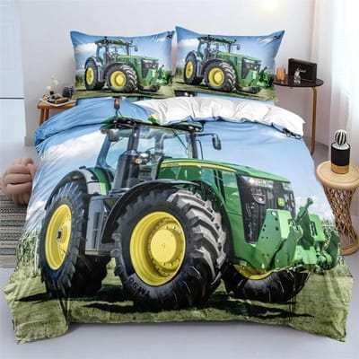 3D Printen Tractor Beddengoed Set Jongens Tractoren Dekbedovertrek Set met Kussensloop Hometextiel Eenpersoons Twijfelaar Queen King Kindergeschenk 135x200cm 2pcs