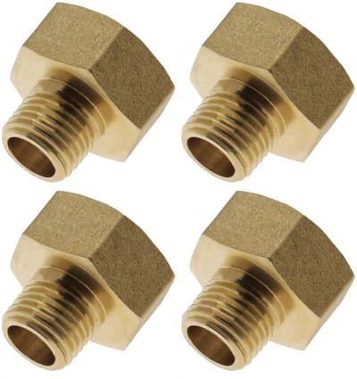 Dailygoods - Pijp adapters - Messing conversie - Goud - Reducerende adapter - 4 stuks - Geschikt voor lucht water gas stookolie