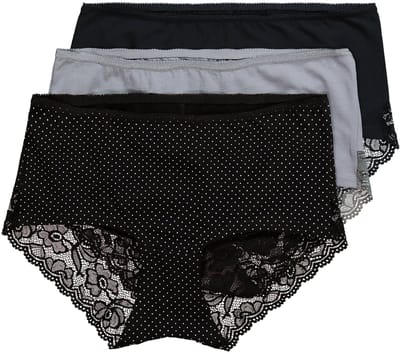 Ulla Popken - Dames - Hipster set van 3 kanten inzetstuk - Zwart - Maat 54+
