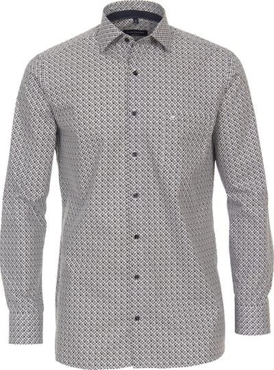 CASA MODA comfort fit overhemd - popeline - bruin dessin - Strijkvriendelijk - Boordmaat: 54