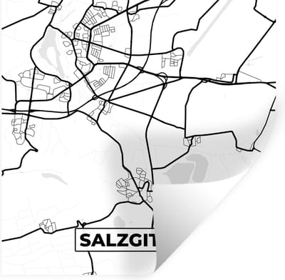 Muurstickers - Sticker Folie - Plattegrond - Salzgitter - Kaart - Stadskaart - 100x100 cm - Plakfolie - Muurstickers Kinderkamer - Zelfklevend Behang XXL - Zelfklevend behangpapier - Stickerfolie