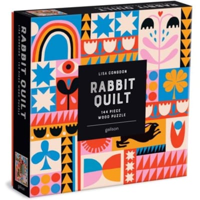 Lisa Congdon Rabbit Quilt 144 Piece Wood Puzzle - Galison