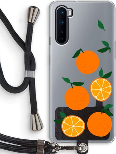 Case Company® - Hoesje met koord geschikt voor OnePlus Nord hoesje met Koord - Will you be my clementine - Telefoonhoesje met Zwart Koord - Bescherming aan alle Kanten en Over de Schermrand