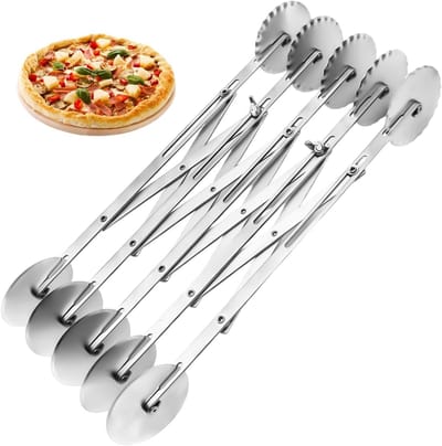 Multifunctionele Deegsnijder met 5 Wielen en Dubbelzijdig Ontwerp voor Pizza, Fondant en Bladerdeeg