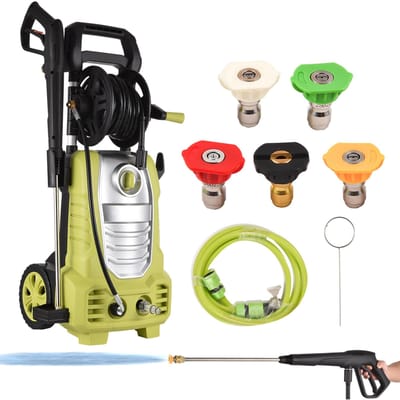 Elektrische hogedrukreiniger 2000W 2393 Max. PSI hogedrukreiniger met 5 sproeiers / 33ft slang UK Plug black