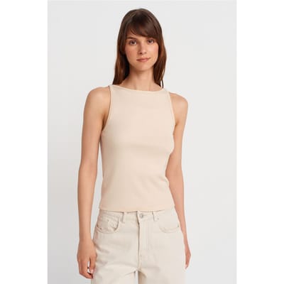 Geribde Halter Slim-Fit Blouse