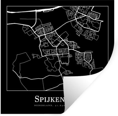 Muurstickers - Sticker Folie - Spijkenisse - Kaart - Stadskaart - Plattegrond - 100x100 cm - Plakfolie - Muurstickers Kinderkamer - Zelfklevend Behang XXL - Zelfklevend behangpapier - Stickerfolie