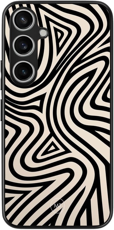 Hoesje geschikt voor Samsung Galaxy A15 - Groovy lines - TPU Hard Case Backcover - Zwart, Wit - Mooie Telefoonhoesjes