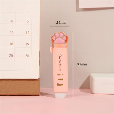 Gommes à crayon portables en caoutchouc, 1 pièce, jolies pattes de chat, Design créatif Push-Pull, fournitures de papeterie scolaires et de bureau pour enfants orange