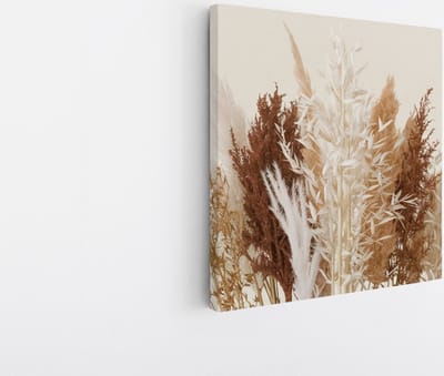 Saammp Canvas Schilderij - Gedroogde Pampasgras Compositie - Natuur - Rustiek - 20x20 - Foto op canvas - Wanddecoratie - Muurdecoratie Woonkamer - Kantoor Decoratie
