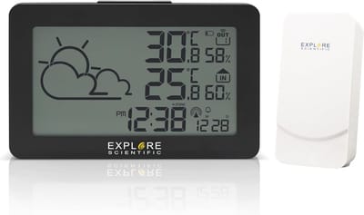 Weerstation met radioklok en LCD-scherm - Temperatuur en luchtvochtigheid meten, binnen en buiten
