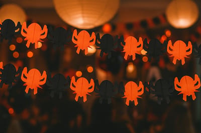 Halloween Slinger Spinnen – 3 Meter – Crêpepapier – Oranje & Zwart – Feestversiering – Halloween Decoratie