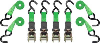 Ratelbanden Vastzetten - Spanbanden Lading - Transport Beveiligen - Gevoerde Grip - 4 stuks 4.2m - Groen