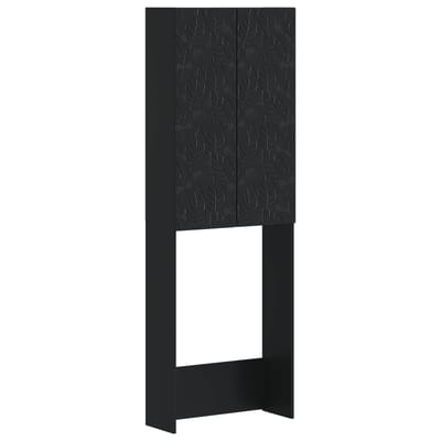 vidaXL - Toiletkast - DELFT - Zwart - 66 - x - 25,5 - x - 190 - cm - Bewerkt - hout