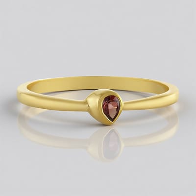 Cavill - Zilveren ring - 925 Sterling zilver verguld - Roze zirkoon 0,245 ct peervormig - Elegante minimalistische damesring modern
