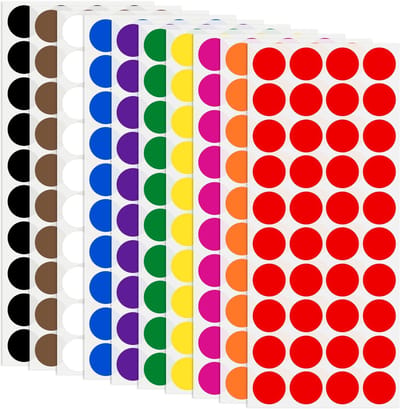 Dailygoods- Kleefpunten 1600 stuks - Ronde Puntstickers - Kleurcodering - Zelfklevende Etiketten - Markeringspunten - Hoogwaardig Gecoat Papier - Sticker