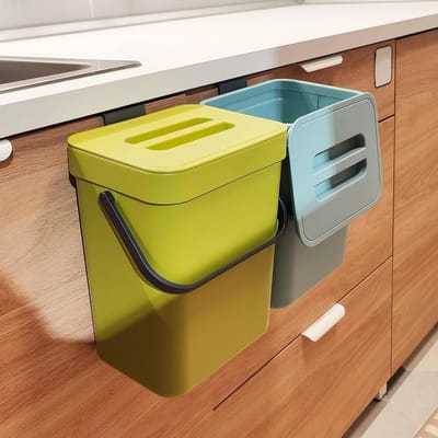 Compostbak Keuken - Prullenbak Deksel - Afval Beheren - Geurvrij Ontwerp - 12 Liter - Groen