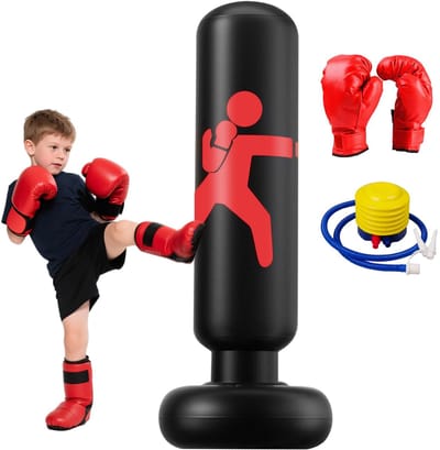 Unyqoos® Opblaasbare Bokszak voor Kinderen met Handschoenen voor Karate en Taekwondo