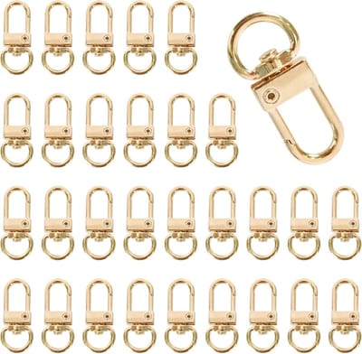 Metalen Carabiner Haken voor Sleutelhangers, DIY Tassen en Ambachten - Rotating Snap Ring en Kreeftsluitingen (Goud)