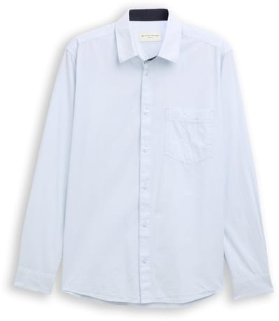 Tom Tailor - Fitted overhemd van katoen - Maat XL - light blue stripe