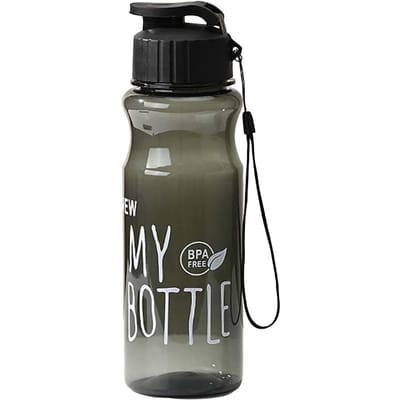 Waterfles Voedselkwaliteit Grote Capaciteit Draagbare Fitness Sport Waterkan Met Lanyard Buitenvoorziening zwart