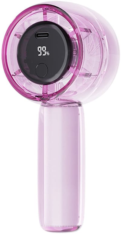 Handventilator met verlichting, draagbare oplaadbare ventilator met C-aansluiting, inclusief draagkoord, lichtgewicht mini-handventilator met LED-display en snelheidsregeling (paars).