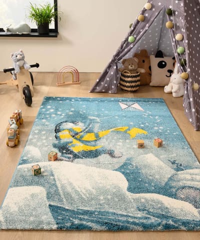 Kindervloerkleed pinguïn - Dreams Penguin blauw 120x170