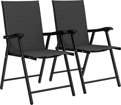 Outsunny Set van inklapbare stoelen-Staal, Textilene-62L x 58B x 97H cm-Zwart