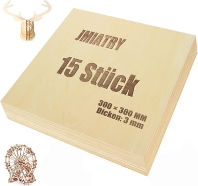 Multiplexplaten 300 x 300 x 3 mm - 15 Stuks Balsahout voor Modelbouw en Creatieve Projecten