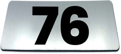 Nummerplaatje 76 - 80 x 50 x 1,6 mm - RVS-look geborsteld - Incl. 3M-tape | Nummerbordje - Deur en kamernummer - brievenbusnummers - Gratis verzending - 5 jaar garantie | Gratis Verzending