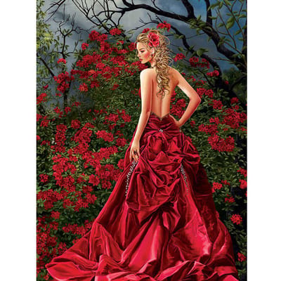 5D Diamant borduurwerk portret bloemenmeisje diamant schilderij portret foto kralen handleiding Home Decor 20X30CM red