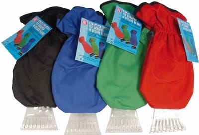 AllRide IJskrabber handschoen - winter - uiteinde met kunststof krabber - autoramen ijsvrij maken - blauw