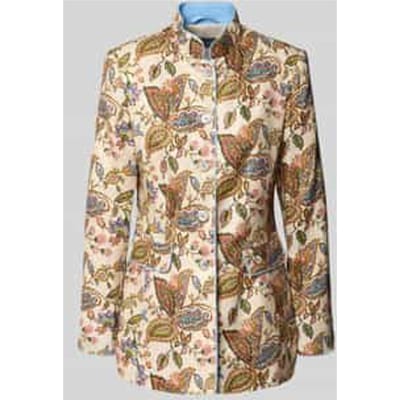 slim fit blazer van linnen met opstaande kraag