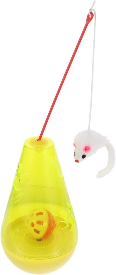 Voerbak Kat Speelgoed - Huisdier Voedselbal - Langzaam Eten - Automatische Lek Ontwerp - 750 Gram - Geel