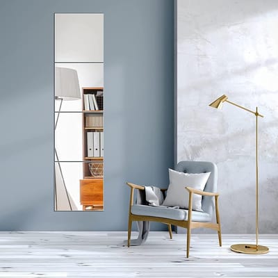 Set van 4 Zelfklevende Vierkante Spiegeltegels, Frameless Wanddecoratie voor Woonkamer, Slaapkamer en Interieur (30cm x 30cm)