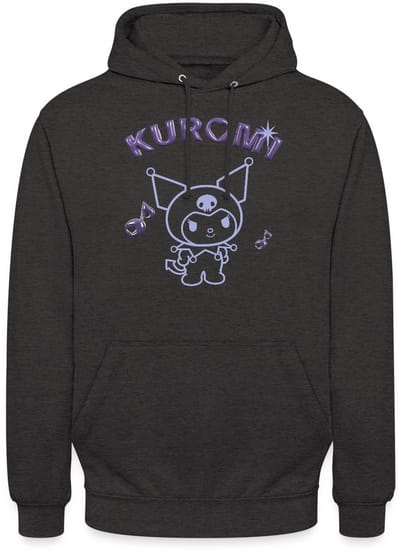 Kuromi Omtrekontwerp Met Paarse Chrome Letters Hoodie Unisex