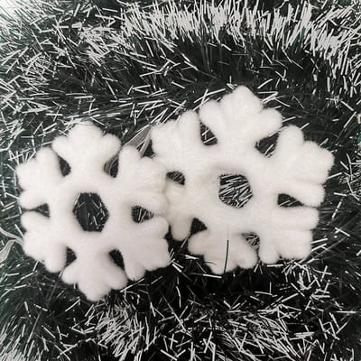 Kerstboomdecoratie Sneeuwvlok 11cm om Op te Hangen - Set van 2 Stuks - Plastic - Wit - SILUMEN