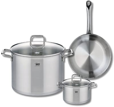 Set van 1 Koekenpan 24 cm en 2 kookpotten 14 en 26 cm Elo Profi Citrin