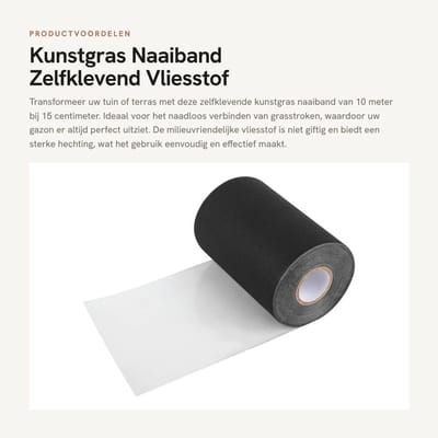 Dailygoods- Naaiband Zelfklevend 10m x 15cm - Vliesstof - Sterke Hechting - Antislip - Milieuvriendelijk - Eenvoudig in Gebruik - Tape