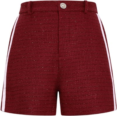 Plaid Elegant Short - Geruite Korte Broek met Comfortabele Pasvorm - Trendy Casual Short voor Herfst, Winter en Dagelijks Gebruik - Rood - Maat S